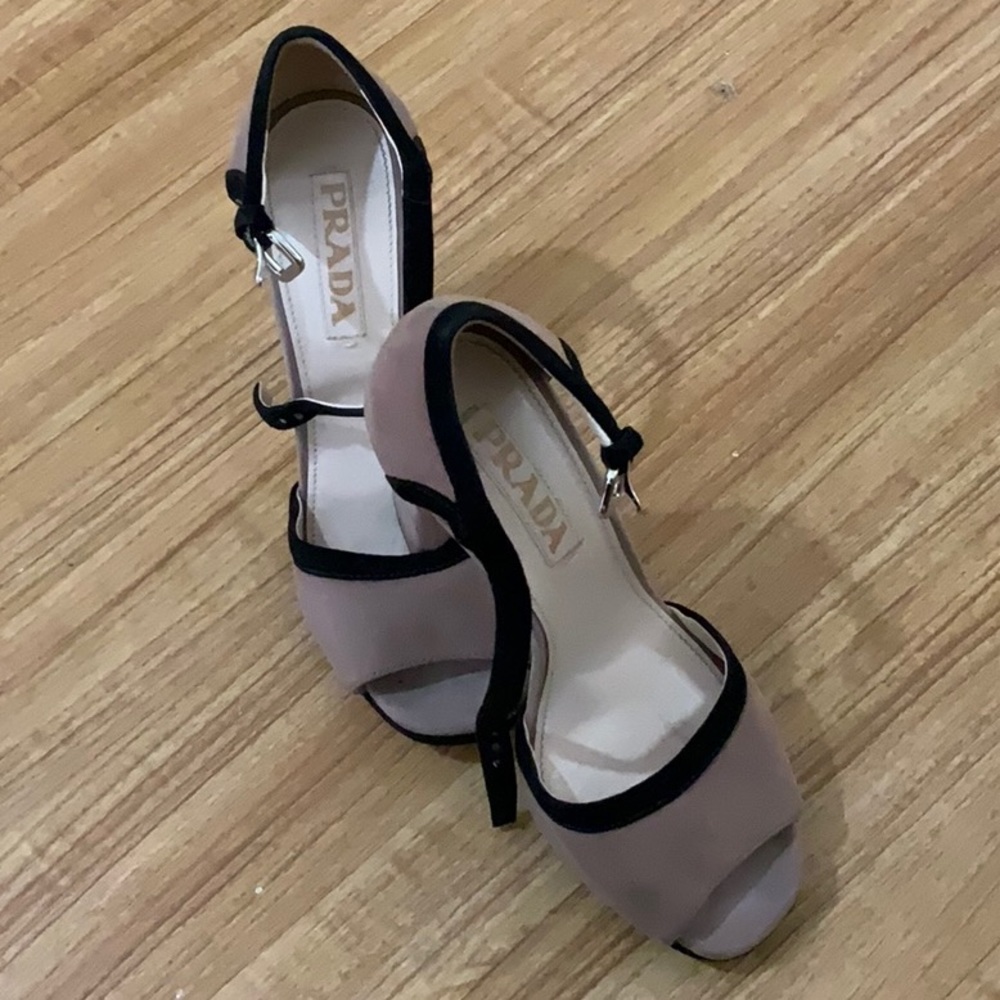 Prada Black and Tan Heels